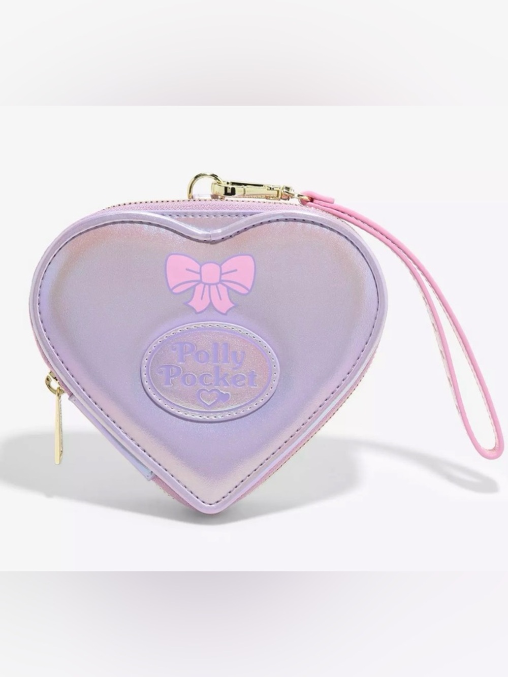 NWT Loungefly Polly Pocket Glittery Heart Shaped Zip Wallet 90’s Vintage Toy